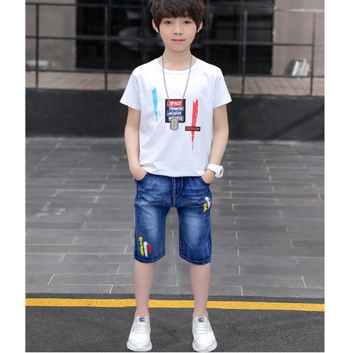 Bộ đồ bé trai áo thun quần jean quét sơn cách điệu BBT051 - BBT052 - BBT053