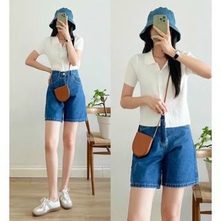 Áo len mỏng cổ đức cúc trắng