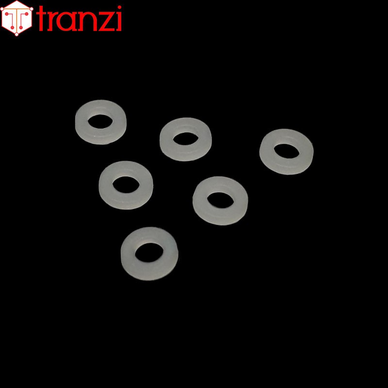 Long đen phẳng nhựa trắng M3x6+1,2 - túi 200 cái