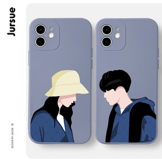 Ốp lưng JURSUE hoạt hình cặp đôi dễ thương đẹp nam nữ silicon mềm Compatible for iPhone 14 13 12 11 Pro Max SE 2020 X XR XS 8 7 ip 6S 6 Plus kute XYH414