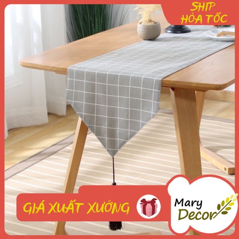 KHĂN RUNNER MARY DECOR - CARO XÁM KR-D06