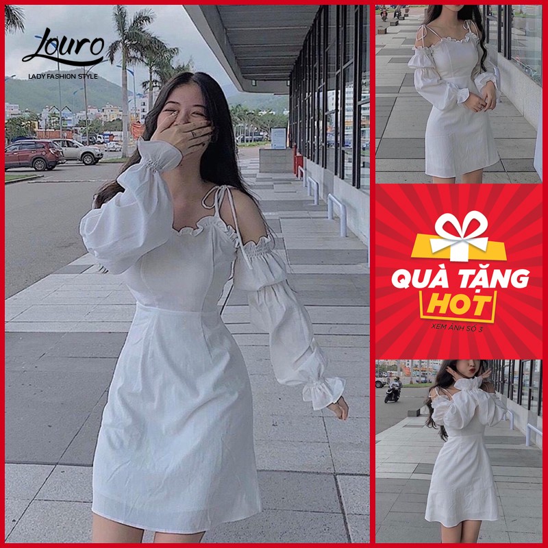 Váy bánh bèo trễ vai tay bồng🌵ẢNH THẬT🌵CÓ MÚT NGỰC mẫu váy tay bồng dáng xòe nữ tính điệu đà, lên form chuẩn - L017