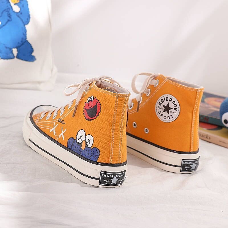 FGN Converse Sesame Street giày vải cao cổ nữ phiên bản hàn quốc ulzzang thủy triều graffiti wild ins sneakers nữ