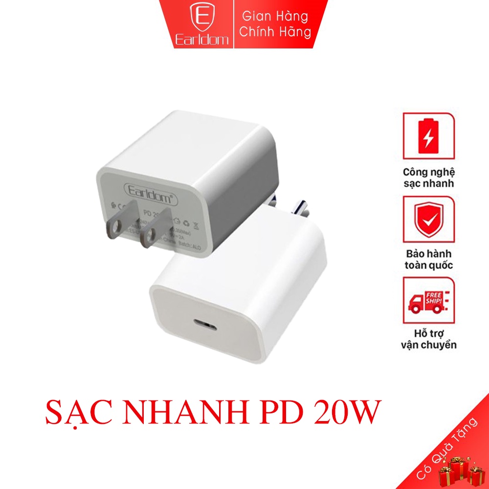 Bộ sạc Earldom ES - US2 sạc nhanh 20W thiết kế nhỏ ngọn chống cháy nổ độ bền cao