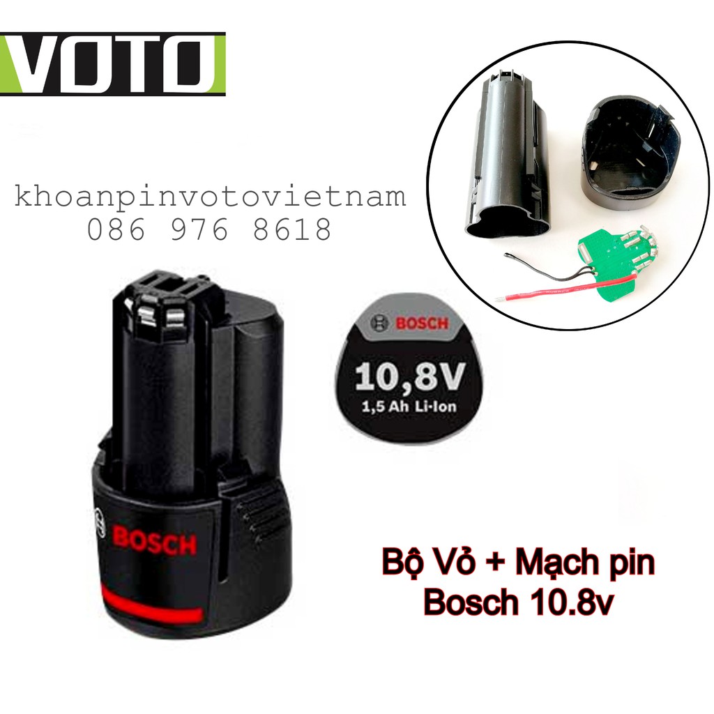 Vỏ pin và mạch pin Bosch 10.8V/12V Li-ion 3.7V nhận sạc zin