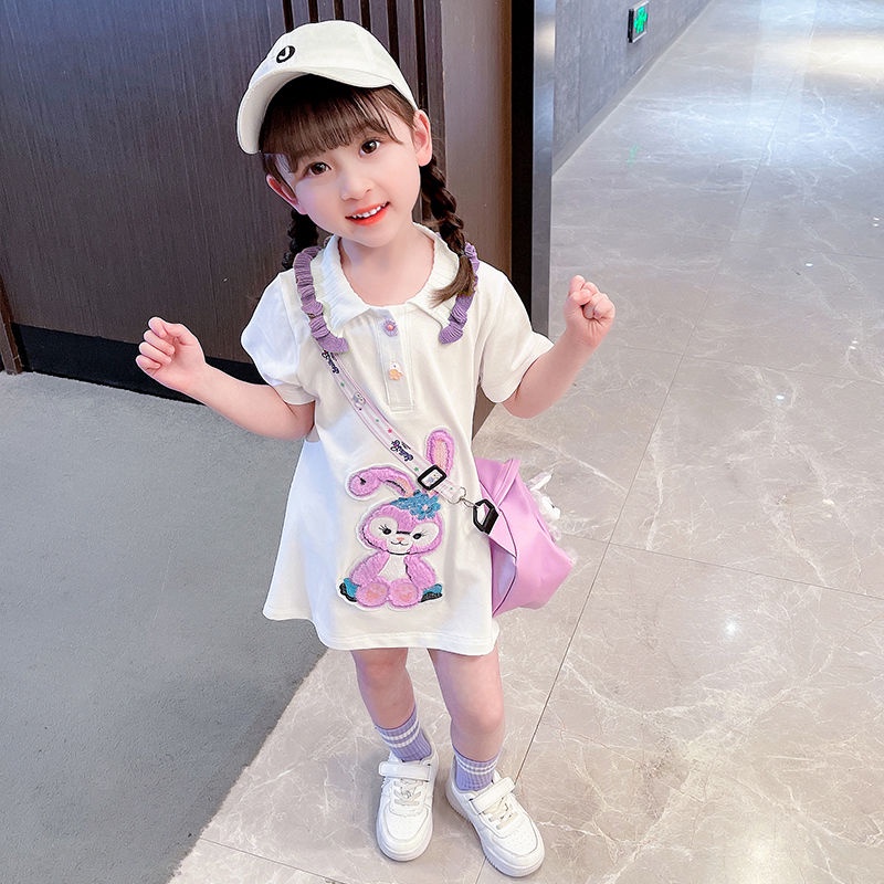 Đầm Polo In Họa Tiết Thỏ Hoạt Hình Dễ Thương Phong Cách Hàn Quốc Thời Trang Mùa Hè 2023 Cho Bé Gái