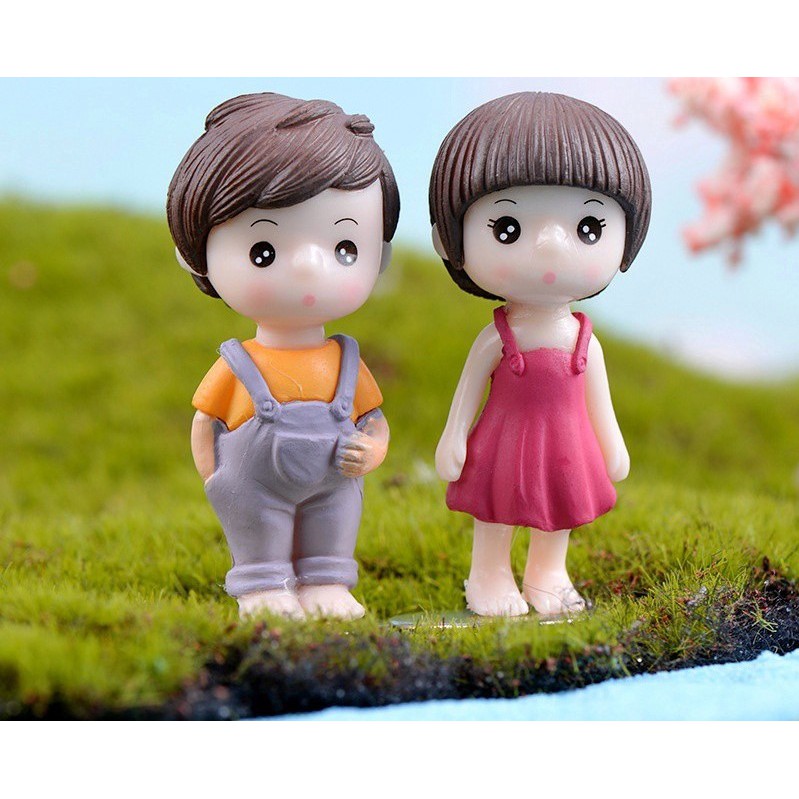 Phụ Kiện Tiểu cảnh cặp đôi dễ thương trang trí terrarium, chậu cây mini, sen đá, charm slime