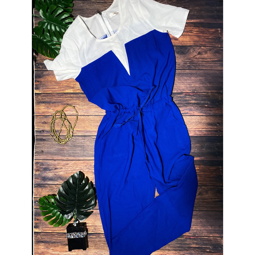 Jumpsuit Xanh trắng