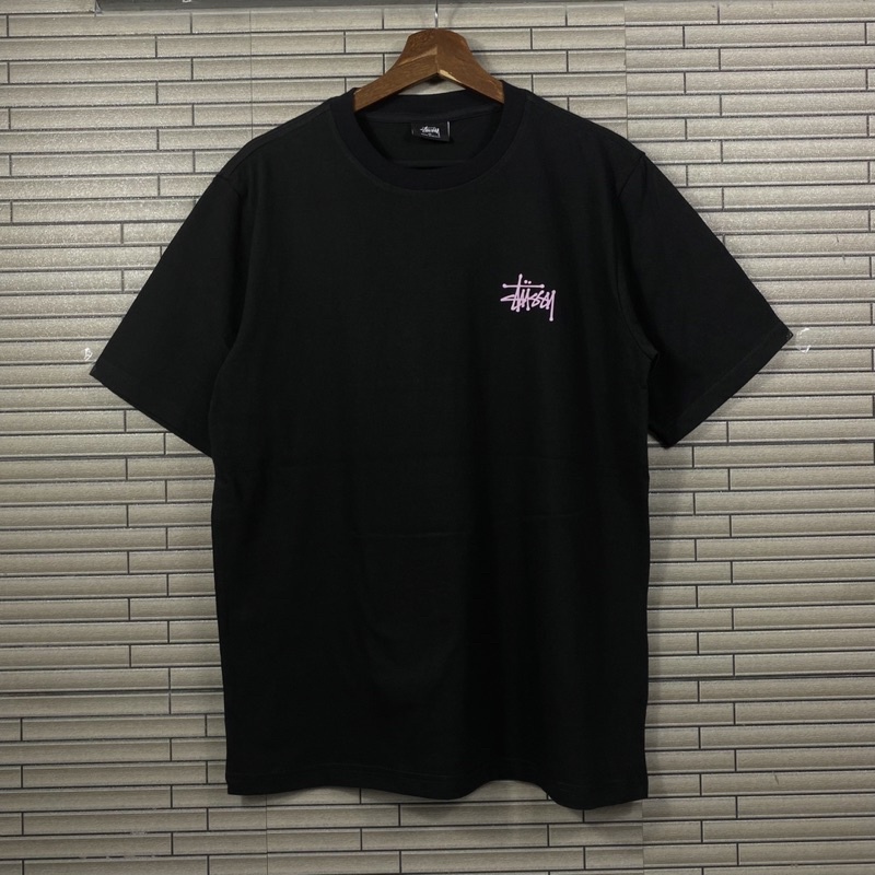 Áo Thun Form Rộng Tee S.tussy Chữ Hồng Cotton 100%