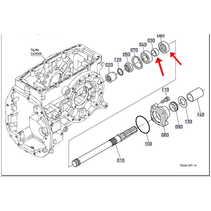 Bộ phót đuôi chuột KUBOTA bao gồm Phót + nòng chà máy cày KUBOTA L4508 L4708 L 5018