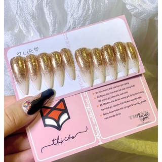 ( tặng keo và dũa) [nails box] Móng úp giả thiết kế phủ kim tuyến