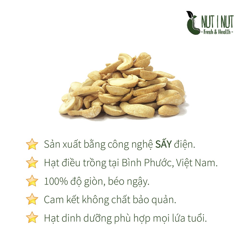 Hạt điều Nut I Nut vỡ đôi sấy tự nhiên hũ 425.3 gram - UP &amp; WIN