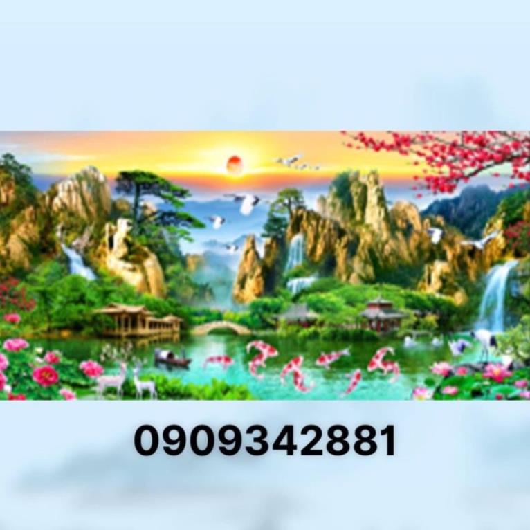 Tranh đính đá LƯU THỦY SINH TÀI 130*60 - DD9426