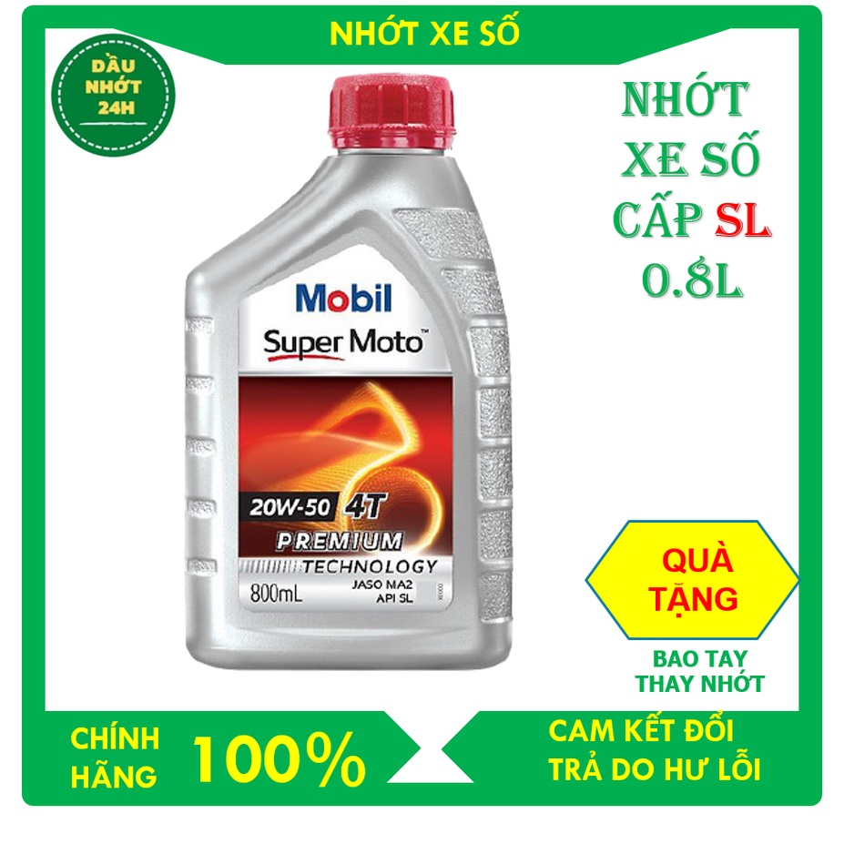 (TẶNG BỌC CHÂN CHỐNG) Nhớt Xe Số Mobil Super Moto 20W50 - Nhập Khẩu Singapore