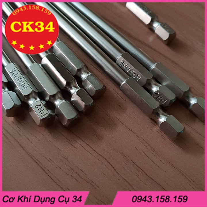 Bộ 9 mũi tô vít 4 cạnh dài 150 mm cho khoan pin điện hãng BROPPE