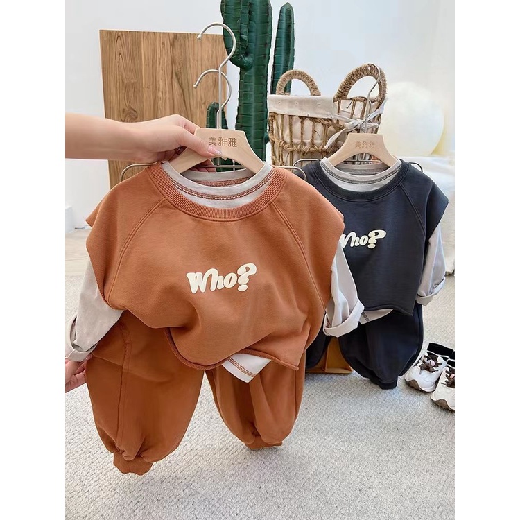 [Babycat] Hàng Có Sẵn Bộ Đồ Ba Món Áo Sweater Ba Món Phong Cách Harajuku Nhật Bản Hàn Quốc Thoải Mái Cho Trẻ Em