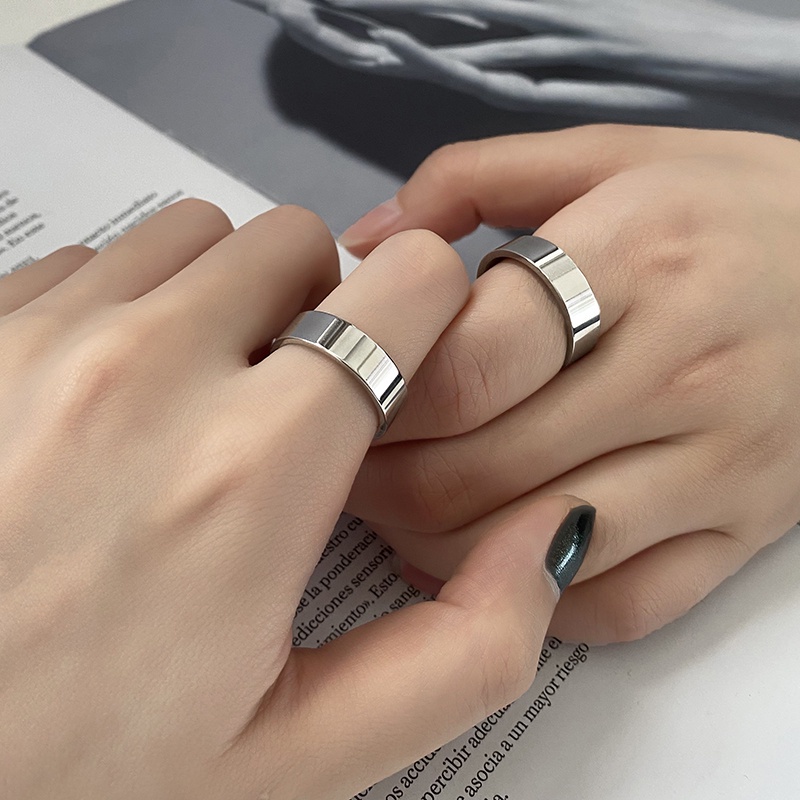Nhẫn Cặp Bằng Kim Loại Thiết Kế Đơn Giản Phong Cách Hip Hop 19A1053