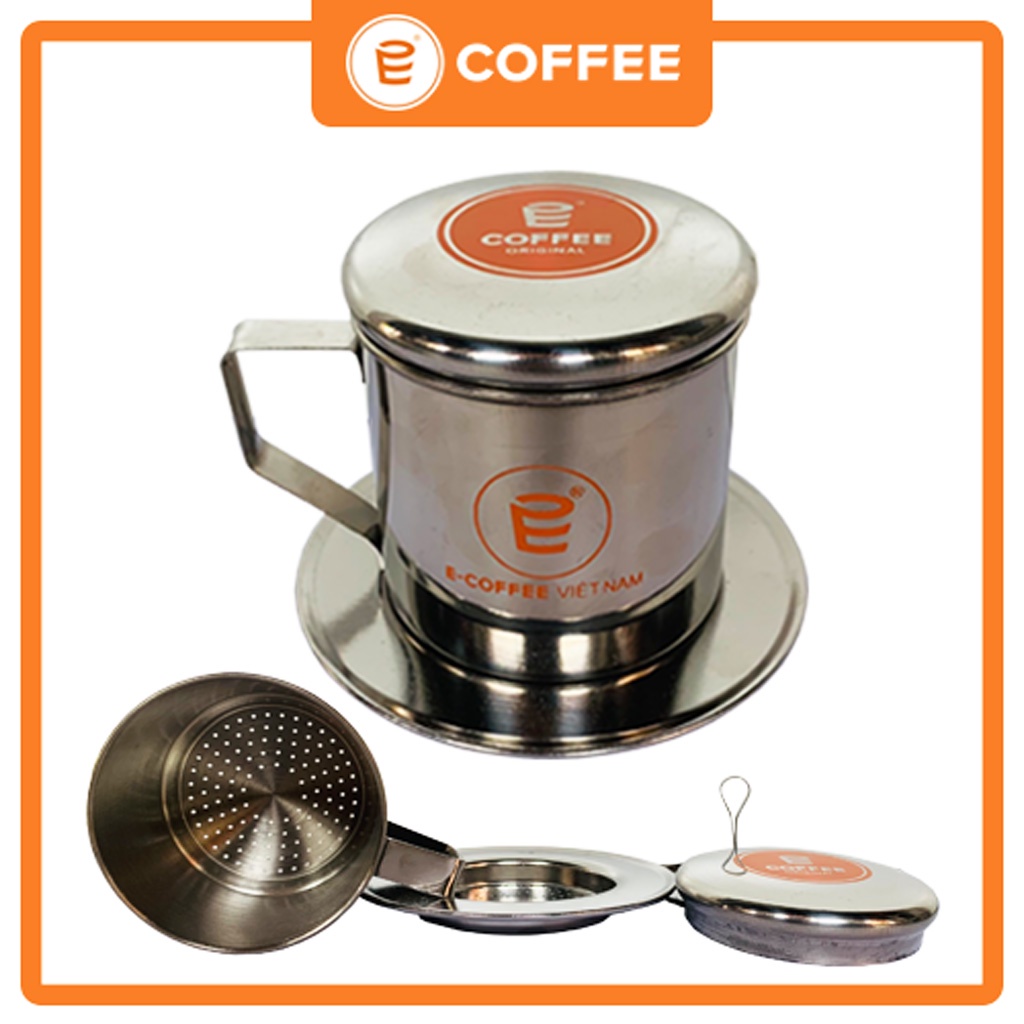 Phin pha cafe Inox cao cấp E COFFEE, Coffee Stanless Steel Coffee Filter SUS 304 sử dụng phin pha cà phê bột nguyên chất