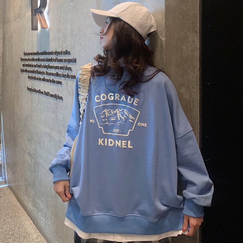 IELGY    Áo sweater Mỏng Cổ Tròn Dáng Rộng Phong Cách Hàn Quốc Cho Nữ