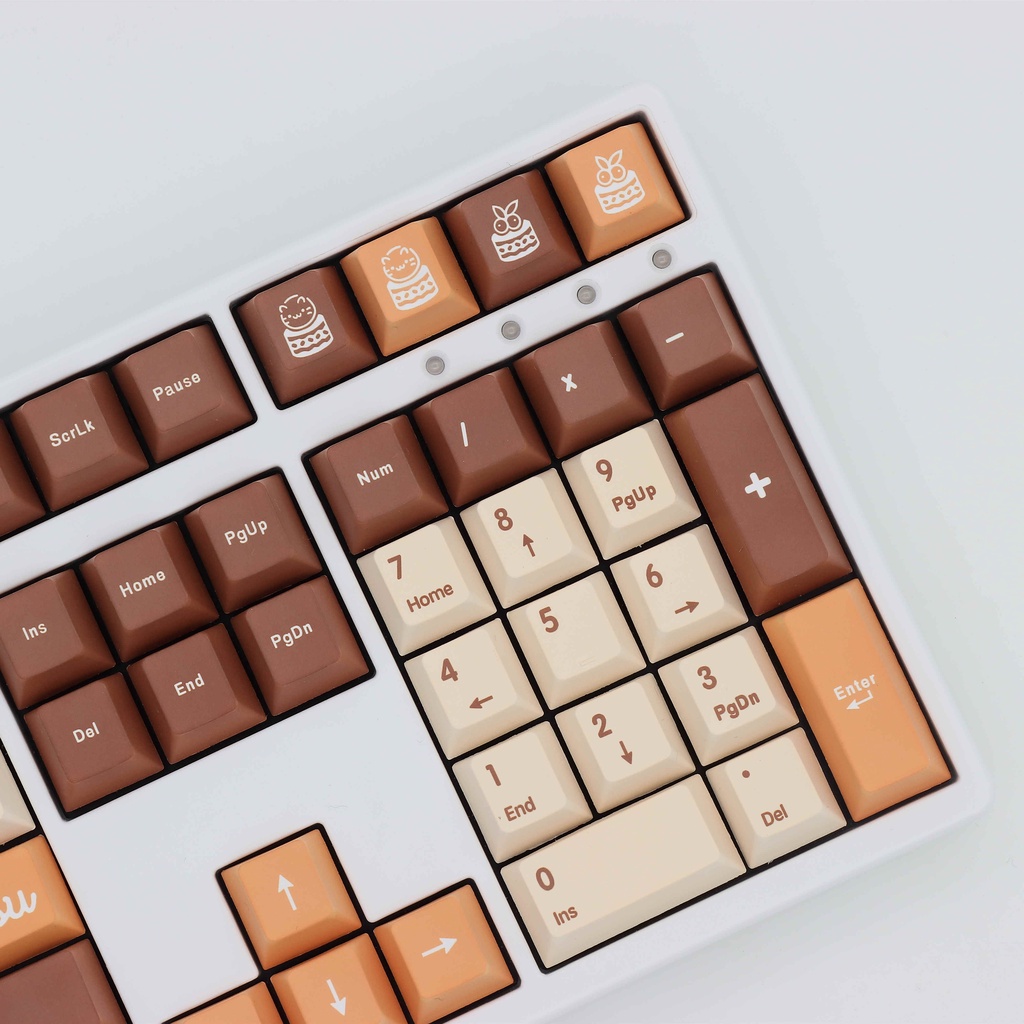 Mathewshop Tiramisu Keycap Cherry profile,Bộ nắp bàn phím Tiramisu 133 phím cherry profile hỗ trợ bố cục 61/64/84/87/98/104/108 phím
