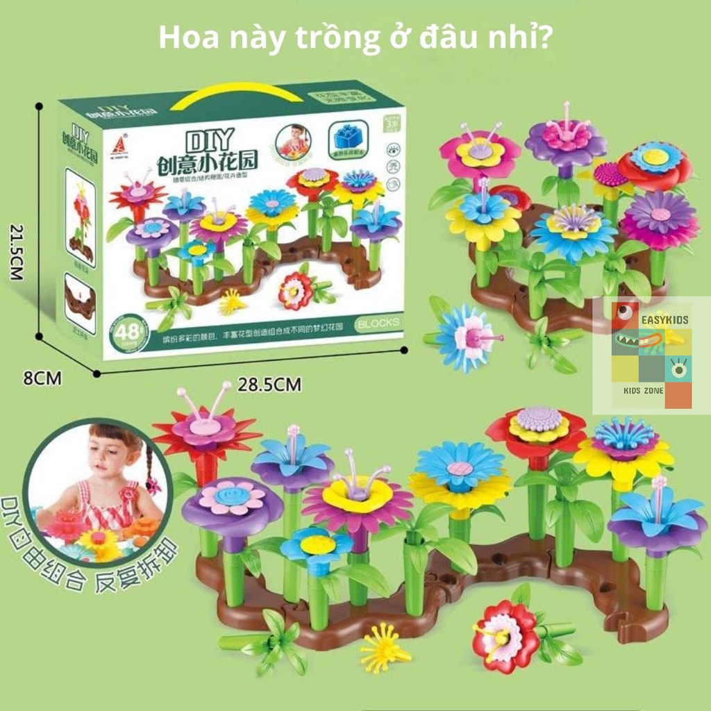 Đồ chơi sáng tạo vali kéo cho bé gái có kèm khu vườn hoa lego giúp phát triển trí tuệ