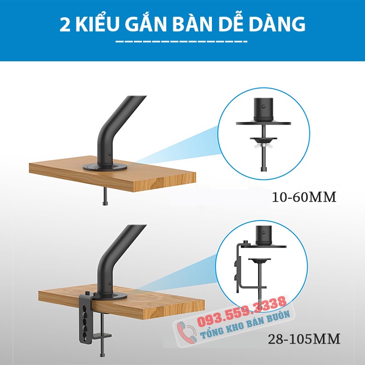 #ErgoTek E-M7 17" - 32" / Giá Treo Màn Hình Gắn Bàn / Tay Đỡ Màn Hình Xoay 360 Độ