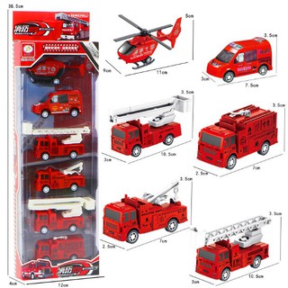 Bộ đồ chơi 6 xe cứu hộ chạy đà bằng nhựa màu đỏ