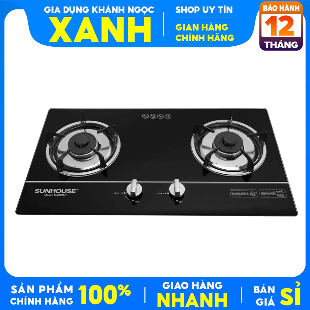 Bếp gas âm Sunhouse SHB 501MT mới+Tặng Dây gas-đánh lửa IC,Chất liệu đầu đốt đồng thau bền-BH 12 tháng