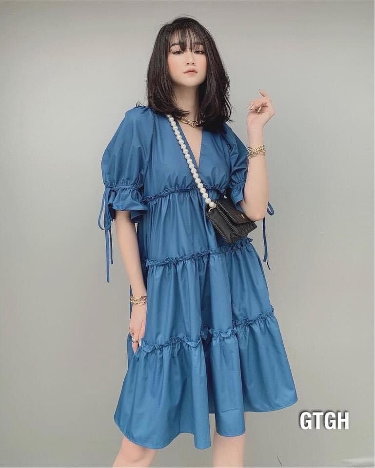 váy bầu tầng nơ tay nhiều màu sắc | BigBuy360 - bigbuy360.vn