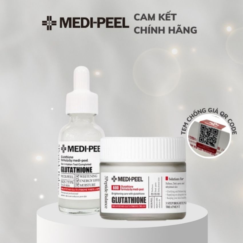 Tinh chất dưỡng trắng cấp ẩm phục hồi MEDI-PEEL Gluthione 600 gồm serum và kem dưỡng ban ngày ban đêm hàn quốc