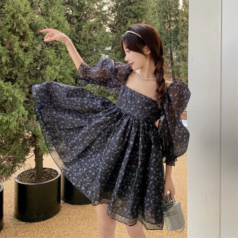 ĐẦM BABYDOLL NỮ CỔ VUÔNG DÁNG XÒE ULZZANG