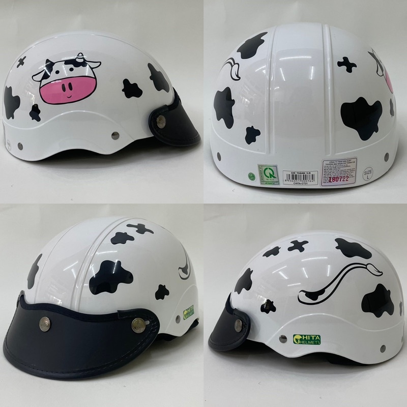Mũ Bảo Hiểm 1/2 Đầu CHITA HELMETS CT31 Tem Bò Sữa