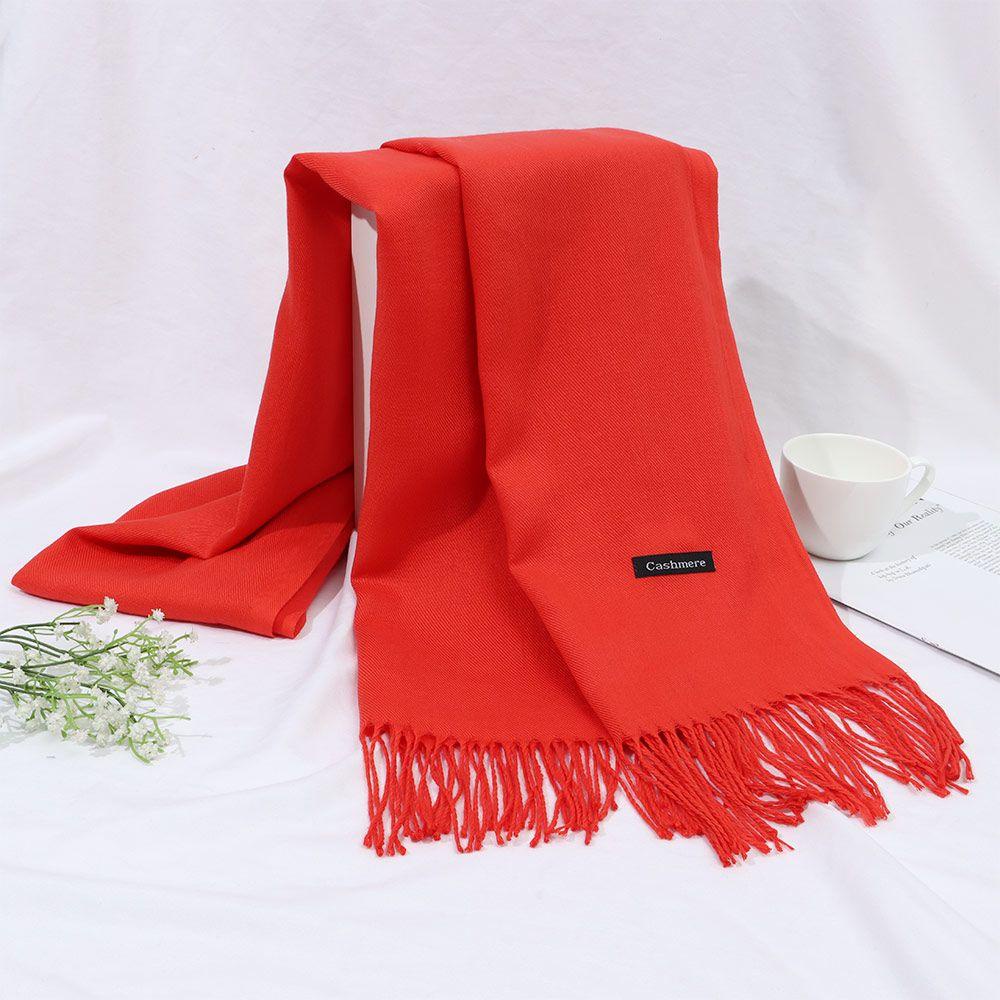 Khăn Choàng Cổ Dài Vải Cashmere Mềm Phối Tua Rua Thời Trang