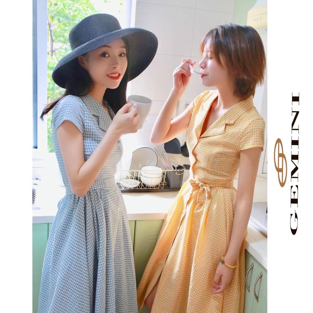 Váy đầm caro cổ vest | BigBuy360 - bigbuy360.vn
