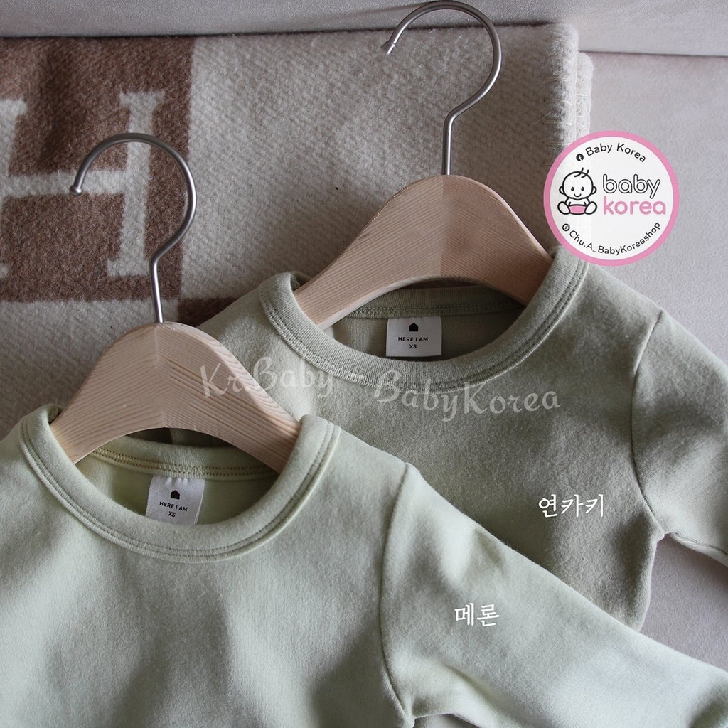 Bộ áo kèm quần trơn giữ nhiệt Caramel Made in Korea cho bé trai bé gái chính hãng Hàn Quốc thời trang trẻ em BABYKOREA