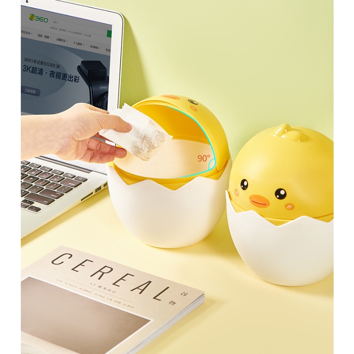 Thùng Rác Mini Để Bàn Nắp Lật mẫu Gà Con Cute, Dễ Thương, Hộp Kệ Rác Đựng Bút, Mỹ Phẩm Decor