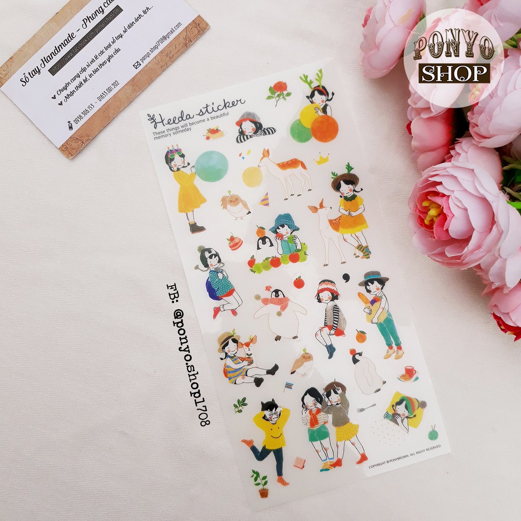 👒 Bộ 6 sticker cô bé Heeda dễ thương trang trí sổ tay