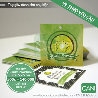 500c In theo yêu cầu Tag vuông 5x5cm Tag giấy treo quần áo Thẻ treo Tag áo Tem quần áo Tag phụ kiện Nhãn giấy