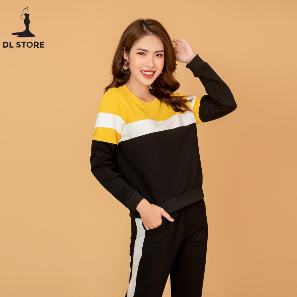 🍀 bộ thể thao nữ bộ nữ phối màu bộ nỉ nữ DL STORE VA08 . '