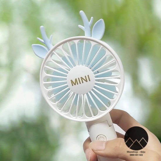 Quạt mini cầm tay quạt tích điện du lịch để bàn hình tai thú siêu mát siêu bền Maxshop Độc