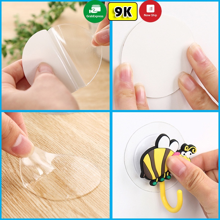 Miếng Dán Tròn Trong Suốt Silicone 2 Mặt Cố Định Đồ Trang Trí Đường Kính 6cm