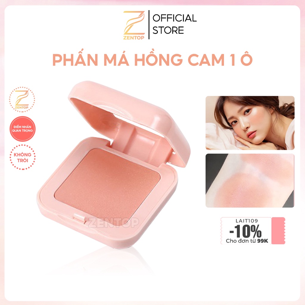 Phấn má hồng cam đơn sắc lâu trôi trang điểm siêu xinh lên màu chuẩn ZENTOP