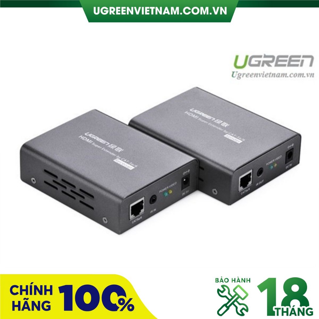 Bộ kéo dài tín hiệu HDMI 50m, 70m, 100m qua cáp lan Cat5,6 Ugreen 40210 (IR) chính hãng