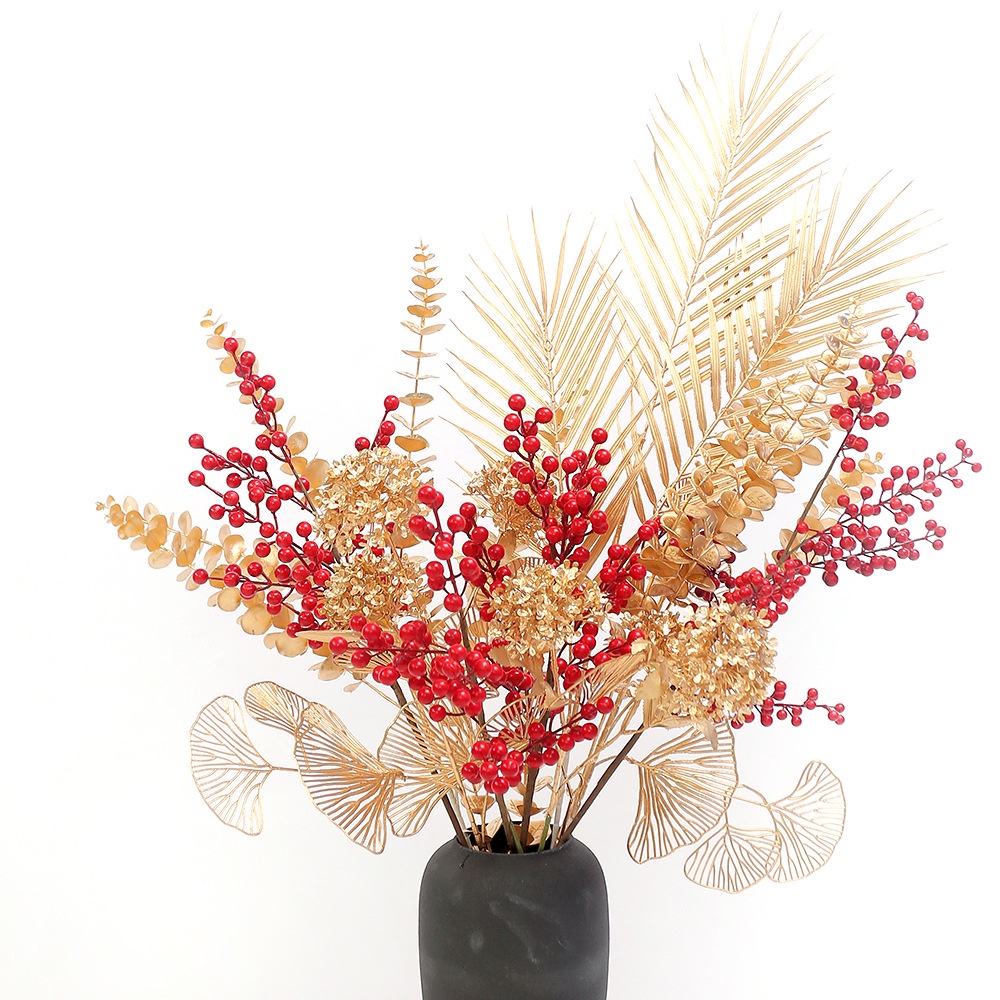 Cành Lá Táo Vàng, Cành Lá Tim Đuôi Công Vàng Decor Trang Trí