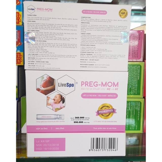 Bào tử lợi khuẩn Livespo Preg-Mom Hộp 20 ống