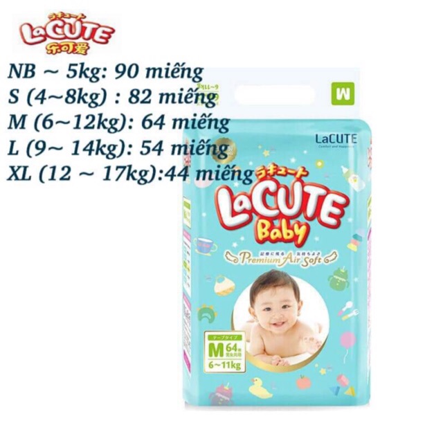 Xả kho - Lacute baby nội địa nhật NB90/S82/M64/L54/XL44