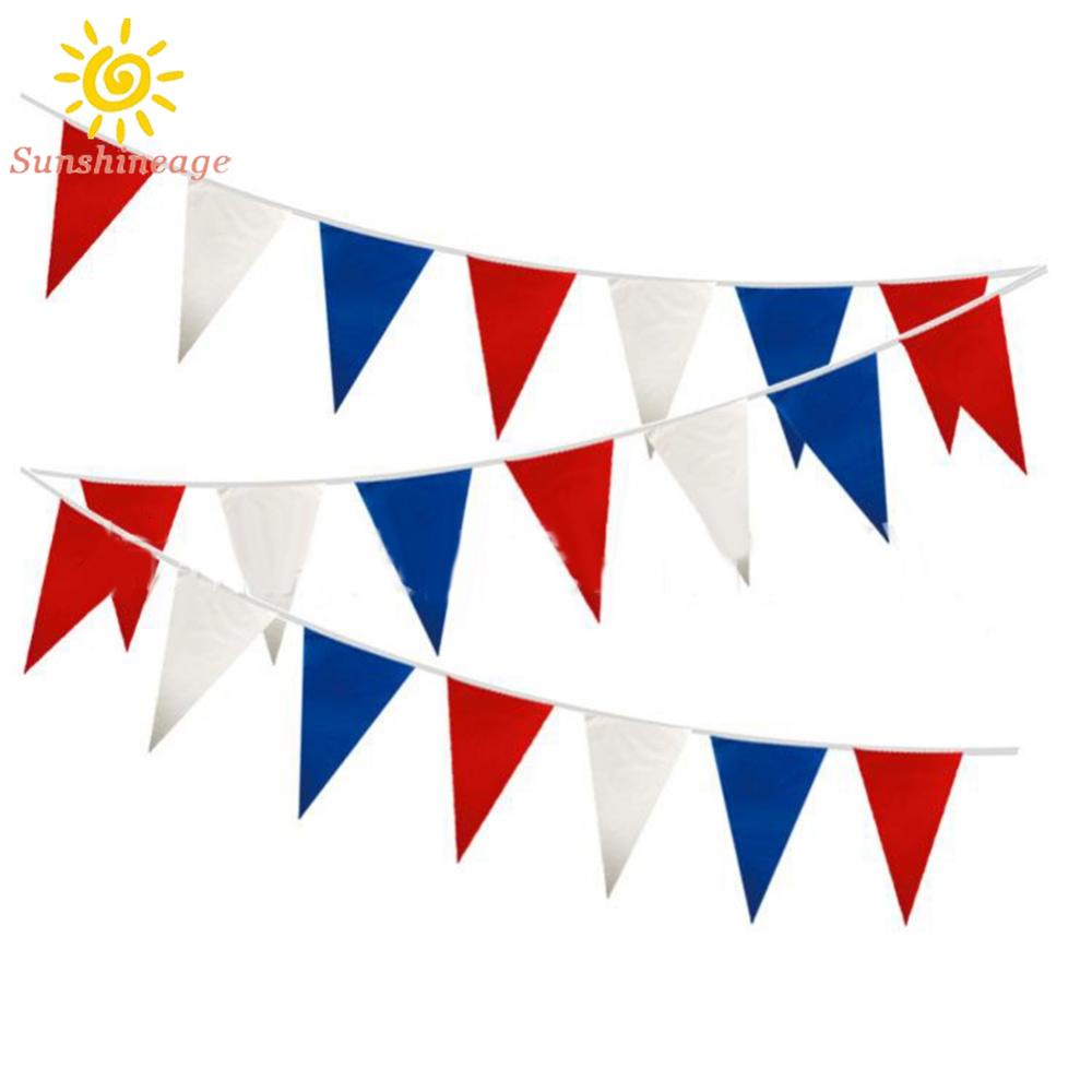 SUNAGE- ~18m Red White And Blue Triangle Party Bunting Flags Banner Jubilee Decoration【SUNAGE-HOT Fashion】