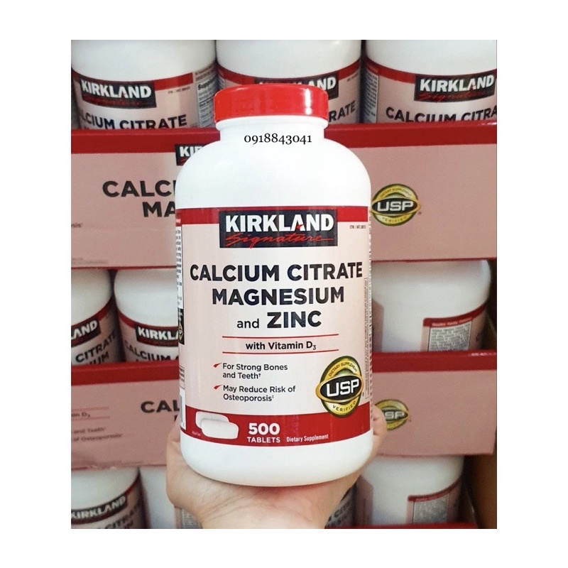 Viên uống Kirkland Calcium Citrate Magnesium and Zinc 500 Viên [Mỹ]