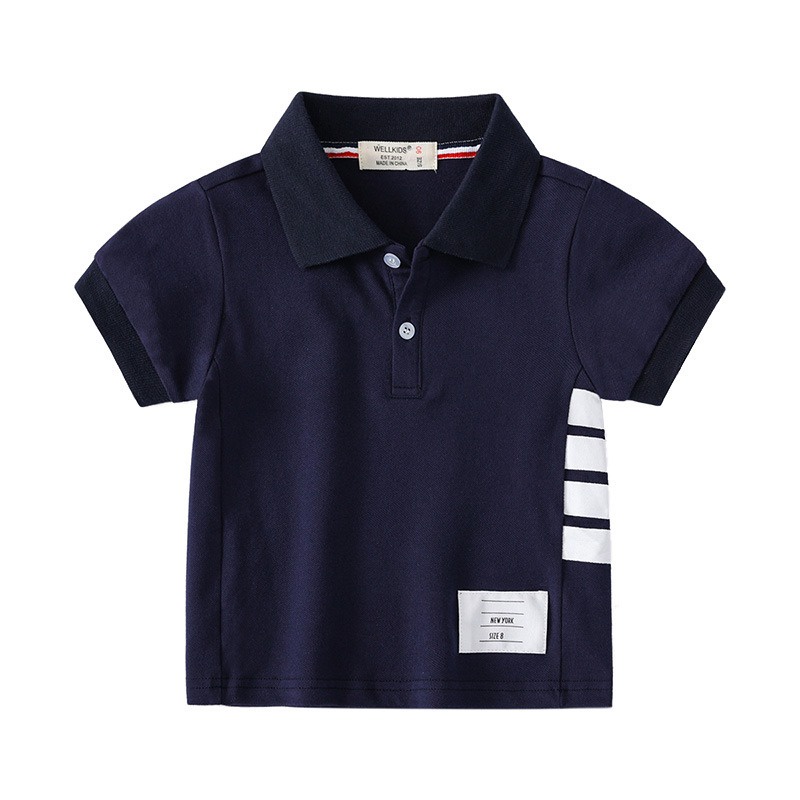 Áo Polo cho bé WELLKIDS hoạ tiết chất cotton hàng xuất Âu Mỹ 2024