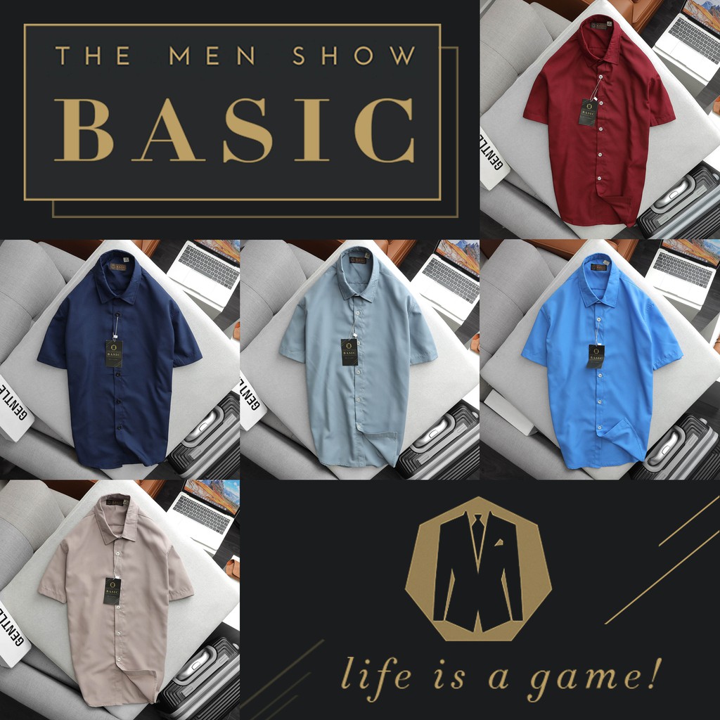 Áo sơ mi nam tay ngắn BASIC - THE MEN SHOW 5 màu Vải kate mềm min siêu mát - SANG TRỌNG LỊCH LÃM